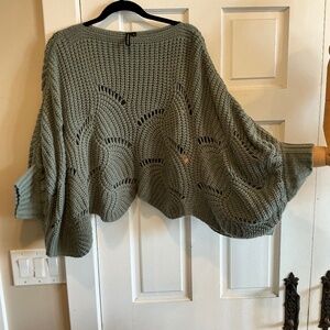 Army green nubby cropped sweater